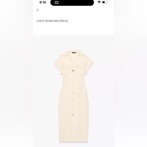 Zara Elegant Cream Button-Down Dress